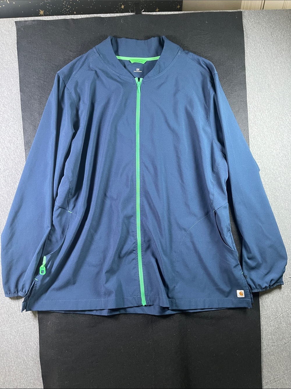 Carhartt Navy Lightweight Zip Jacket with Green Trim women’s 2xl